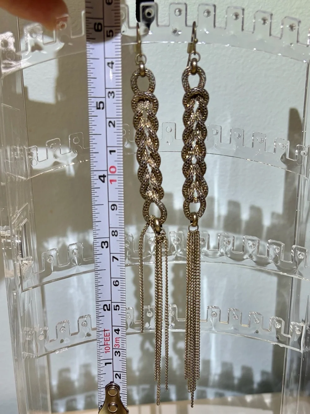 6” Long Braided Chain Tassel Fringe Drop Pierced statement Earrings